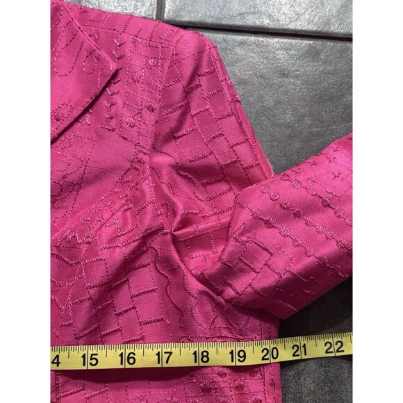 Coldwater Creek Women Size M Pink Textured Silk Jacket Blazer Lined Retro Formal - Picture 8 of 11